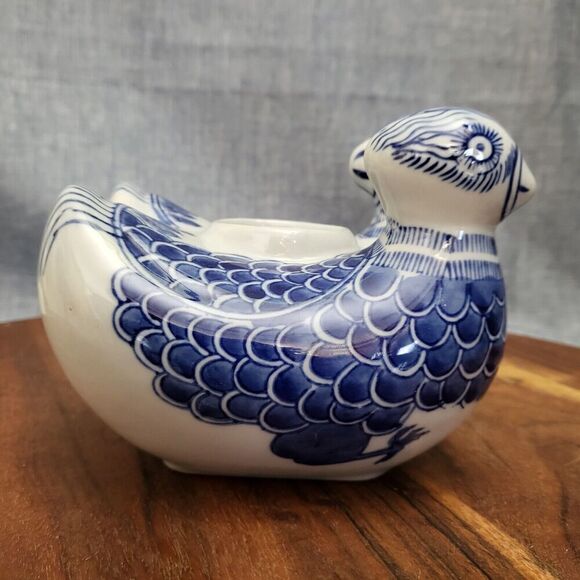 Chinese Joined Pair of Ducks Water Dropper Blue White Ceramic China - Picture 3 of 16